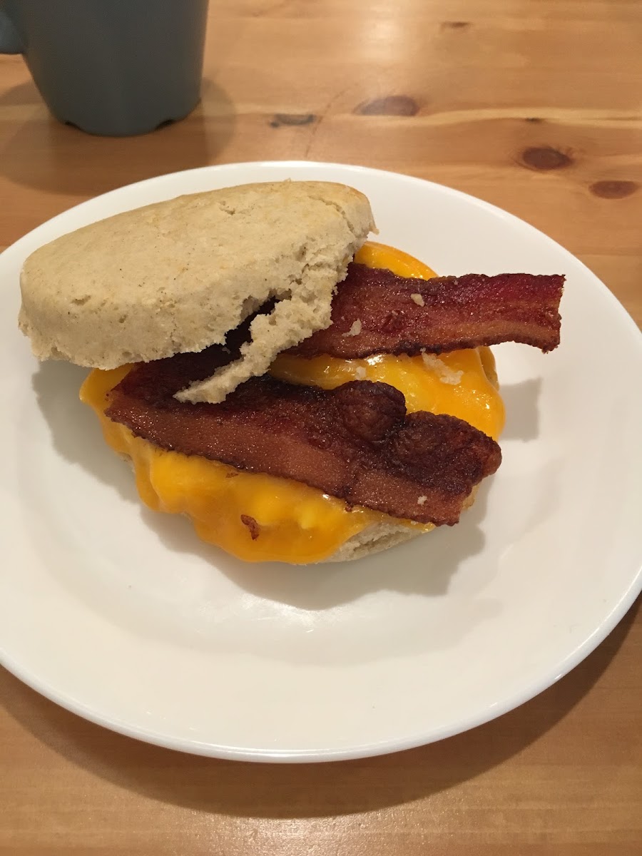 Biscuit with egg cheese and bacon