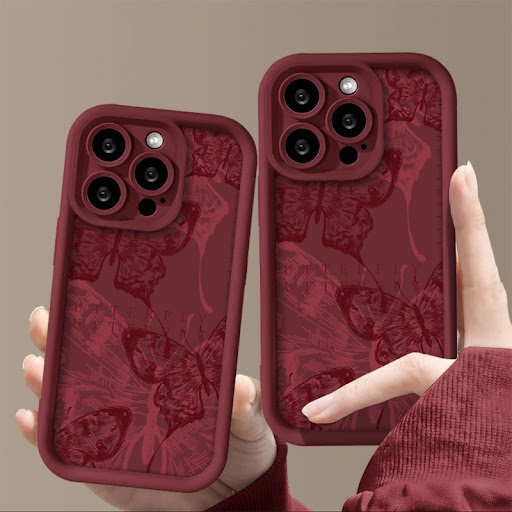 Title 2, Wine Red Butterfly Fashion Girl Phone Case. Sty...
