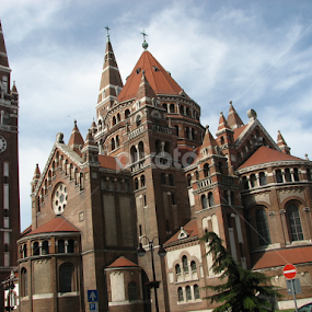 toward the clouds by Igor Fabjan - Buildings & Architecture Places of Worship ( towered church, sunny szeged, clouds and church, szeged, hungary )