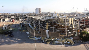 A general view shows damages caused by Tuesday's blast in Beirut's port area, Lebanon on August 6, 2020.