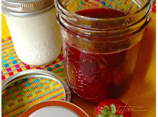 Homemade Strawberry Jam with Madzoon (Yogurt) on the side