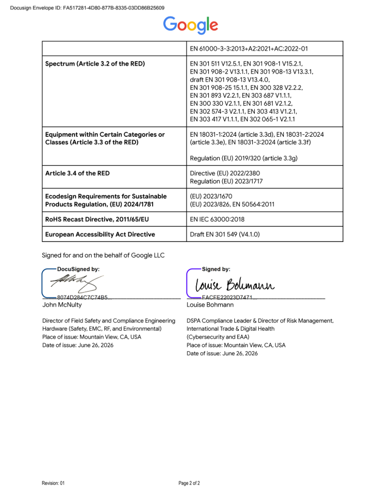 EU Declaration of Conformity page 2