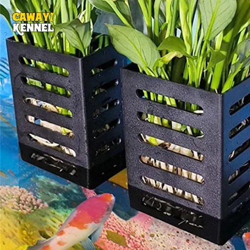 Pet Fish Tank Decorations Aquarium Plant Stand Adsorbable Hydroponic Plant Storage Plastic Aquarium Square Hollow Storag