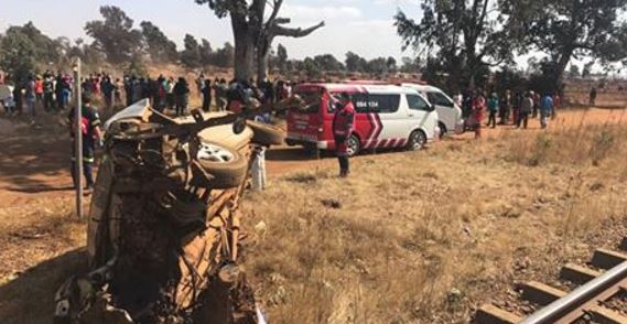 A bakkie collided with a train in Tarlton near Krugersdorp.