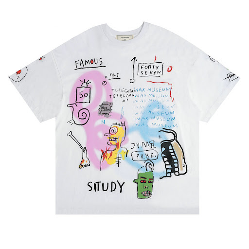Title 5, Cartoon Hand Drawn Doodle Print Short Sleeve