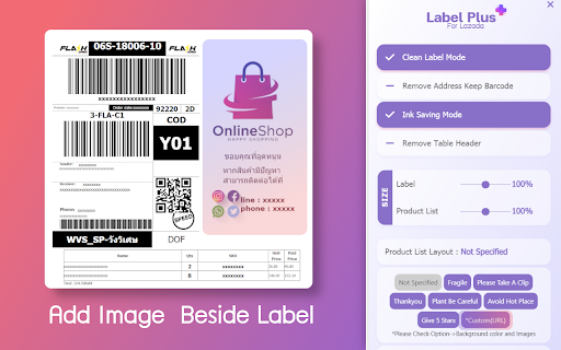 Label Plus สำหรับ Lazada