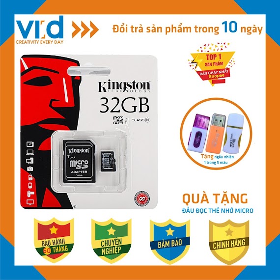 [Quà Tặng] Thẻ Nhớ Kington Micro Sdhc 32Gb - Bảo Hành 5 Năm