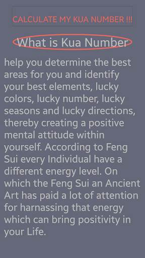 Kua Number Calculator  Feng Shui