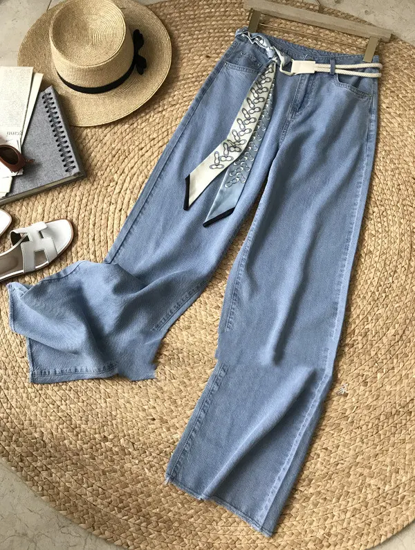 Title 4, Kadın Yüksek Bel Tencel Denim Geniş Paça Pantol...