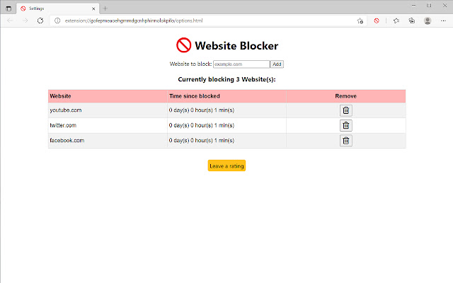 Website Blocker chrome extension