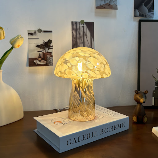 Title 8, Lampa stołowa retro szklana w kształcie grzyba ...