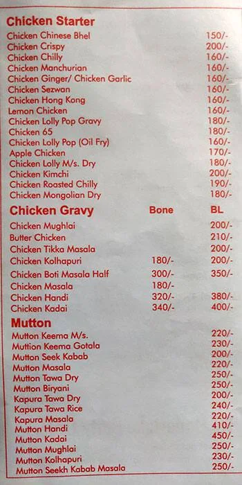 Hot And Spicy menu 