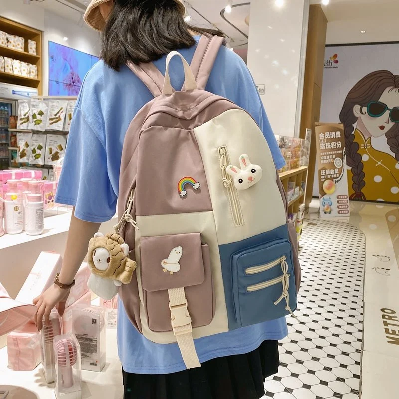 Retro školska torba za studentkinje sa kontrastnim bojama Harajuku velikog kapaciteta savršena za knjige i svakodnevnu upotrebu