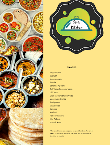 Sri's Kitchen menu 