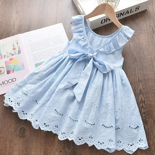 Title 5, Girls Simple Embroidered Lace Mesh Dress for s...