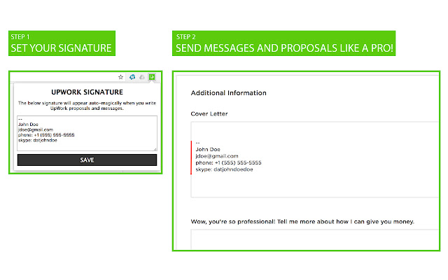 UpWork Signature chrome extension