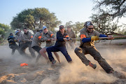 Out-of-the-car challenges included tug-of-war.