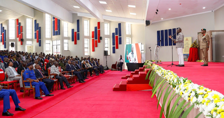 President William Ruto during the launch of National Police Service Leadership Academy in Ngong, Kajiado county on December 21, 2022.