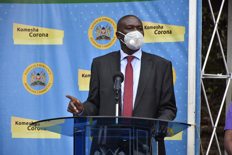 Acting Director General Health Patrick Amoth during a press briefing on the Coronavirus pandemic at Afya House on June 22,202.