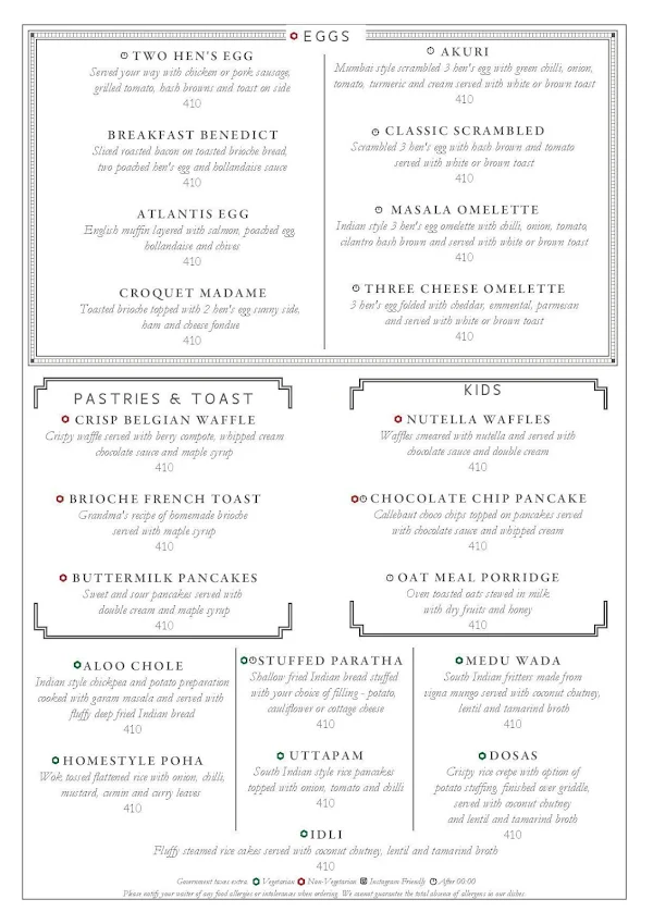 Long & Short - InterContinental menu 