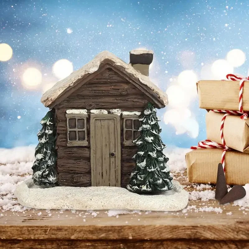 Brûleur d'encens Log Cabin rustique Noël Cheminée Hut. Statue en résine de collection, idéale pour cônes d'encens, parfait pour votre table.