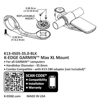 K-Edge Garmin MAX XL Computer Mount - 35.0mm alternate image 0