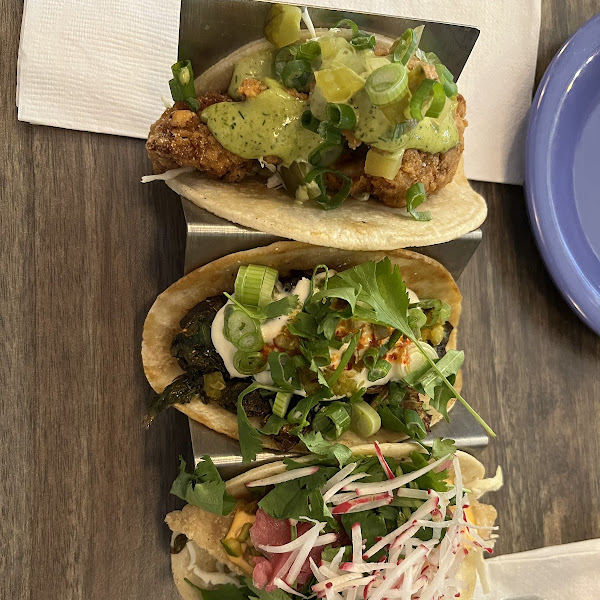 Fried Chicken, Brussel Sprout, Fish Taco