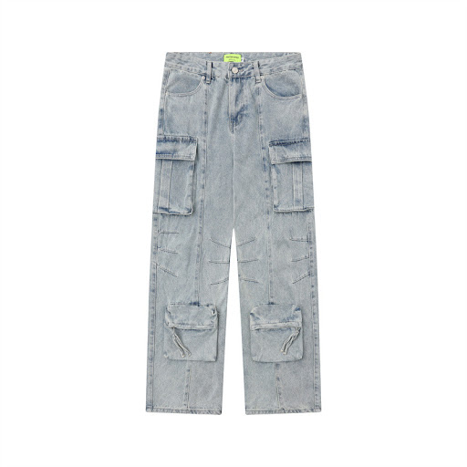 Title 5, Washed Worn Jeans American Retro Wide Leg Strai...