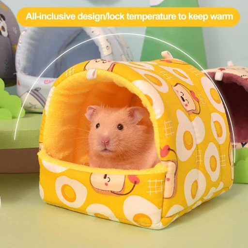 Cute Mini Cage Rabbit Squirrel Winter Warm Cotton Mat Guinea Pig Nest Hamster House Small Animal Sleeping Bed Pet Hangin