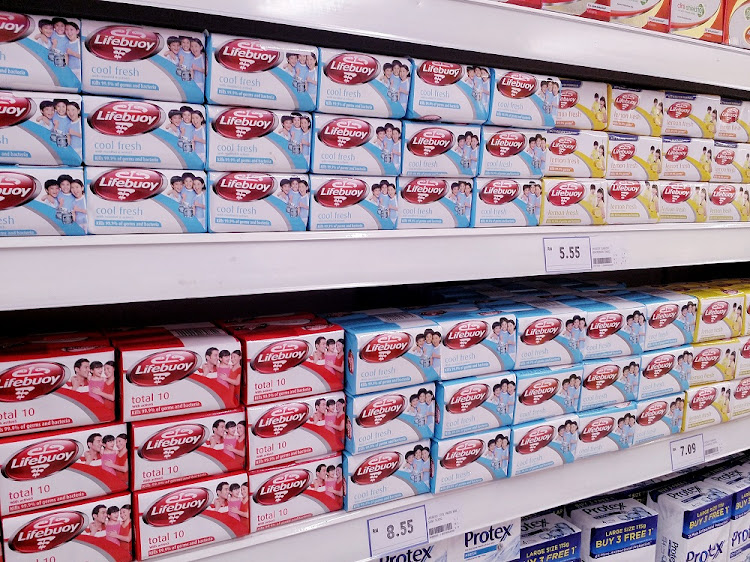 Lifebuoy soap bar displayed at a supermarket in Malaysia.