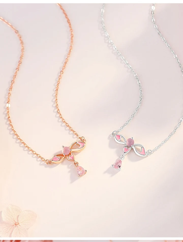 Mori Stil Opal Emajl Epoksi Privesak Srebro Lančić Ženski Elegantan Nakit za Ključnu Kost