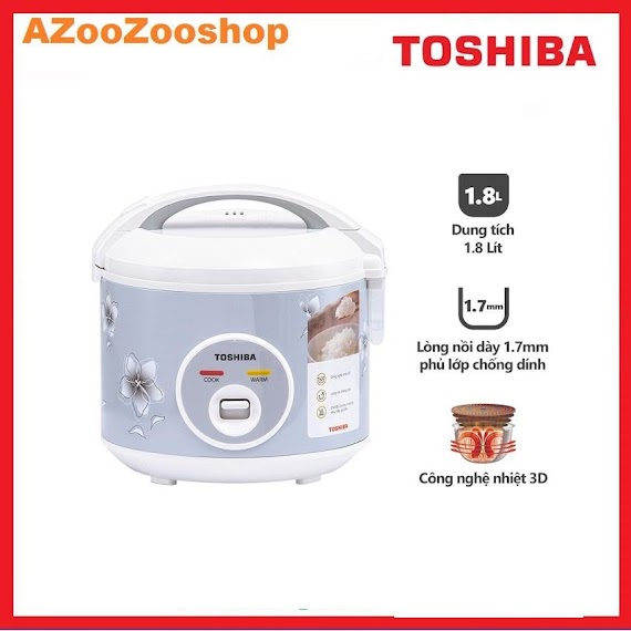 Nồi Cơm Điện Nắp Gài Toshiba Rc - 18Jfm(H)Vn - 1.8L - Lòng Nồi Dày 1.7Mm, Chống Dính - Hàng Chính Hãng, Bảo Hành 12 Tháng