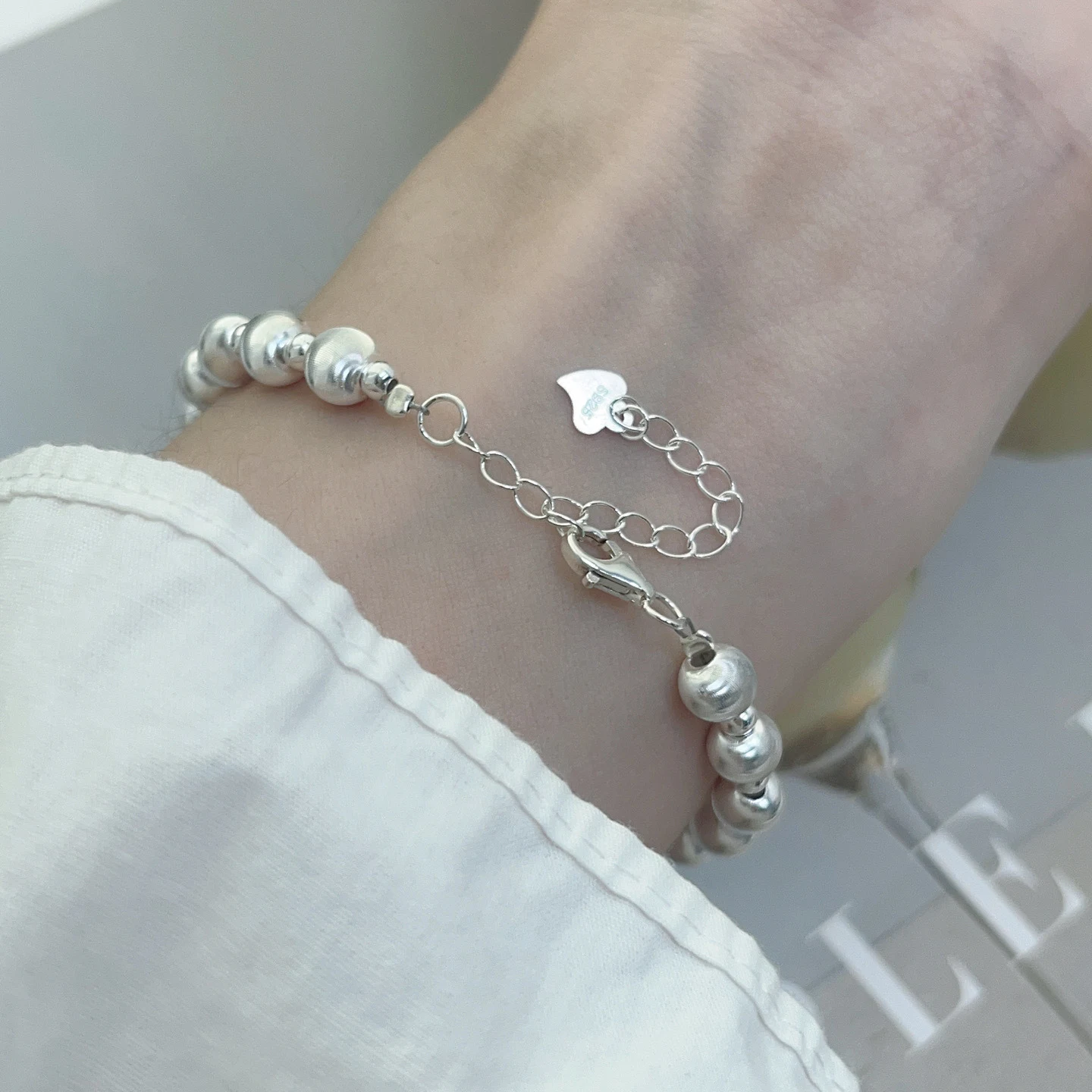 Title 3, Pulsera de cuentas de ojo de gato láser de plat...