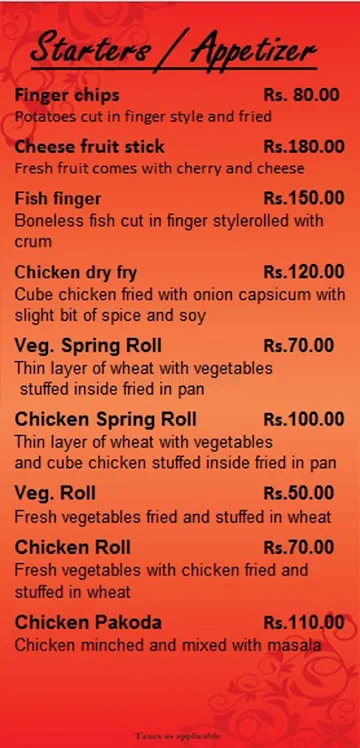 Trinkas Restaurant menu 