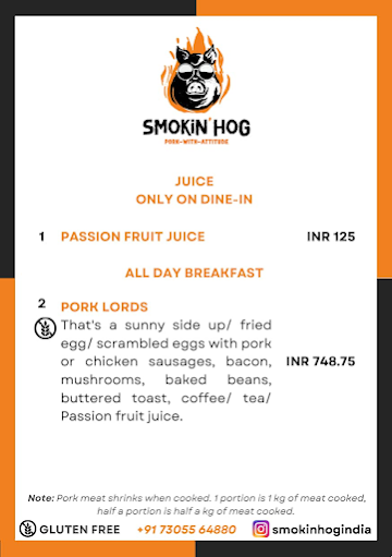 Smokin'Hog menu 