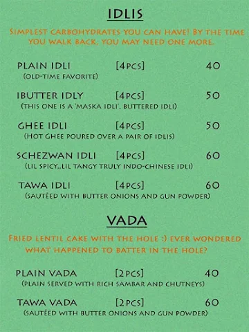 Aasa Dosa menu 