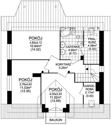 Jodła 1 PS - Rzut poddasza