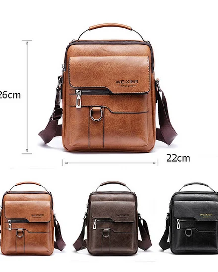 WEIXIER Men Crossbody Bag Shoulder Bags Vintage Men Handb... - 2