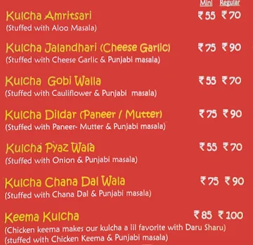 Kulcha Punjabi menu 