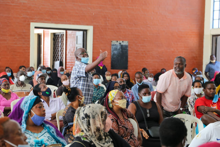 Buxton residents during a public-participation exercise on the Buxton Regeneration Project at Tononoka Hall on September 3, 2020.