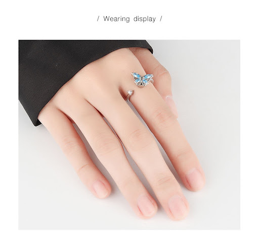 Title 7, S925 Sterling Silver Butterfly Spinning Ring Wo...
