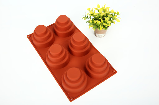 Title 2, DIY Round 6 Hole 3 Layer Silicone Cake Mold. Ba...