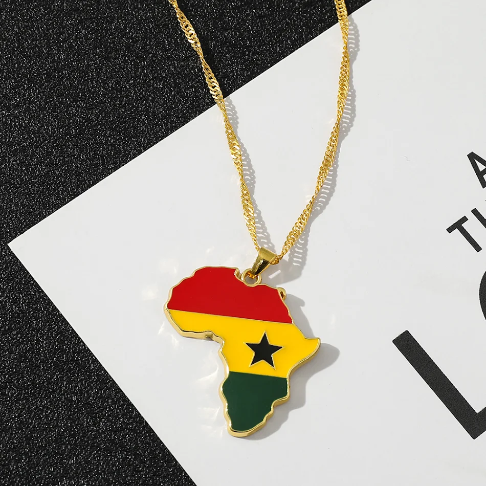 Collar con mapa del mundo de países Ghana Kenia Angola Zimbabue Colgante con aceite goteando un adorno único para ti.