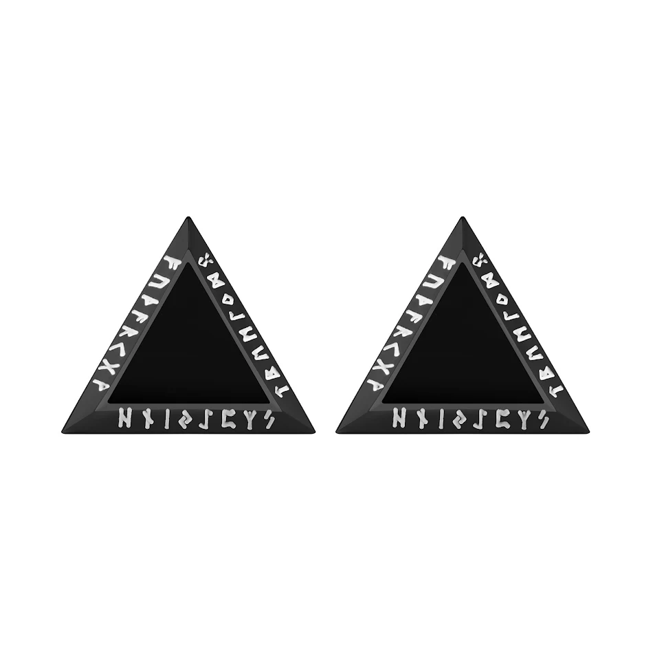 Kolczyki wkręcane ze stali nierdzewnej, symbol Wikinga, trójkątne, odporne na korozję i olej, stylowe i trwałe.