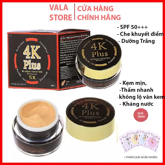 Kem Chống Nắng 4K Plus 5X Bb Cream Spf 50++, Dưỡng Trắng, Che Khuyết Điểm, Kháng Nước, Mịn Màng, Hàng Thái Lan, Hộp 20Gr