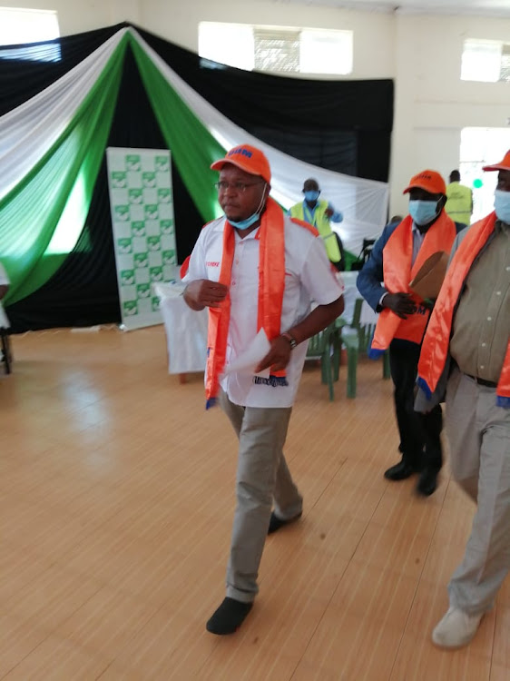 ODM candidate for the Bonchari by-election Parvel Oimeke when he submitted his nomination papers to the IEBC