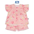 Bộ Quần Áo Ngắn Bé Gái Họa Tiết Trà Sữa Hồng Cotton - Aicdbgkmd3Ja - Ain Closet