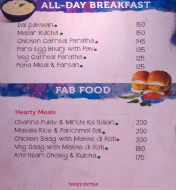 Tata Cha menu 