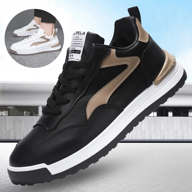 Zapatillas de moda con cordones para hombre, zapatos casuales versátiles, punta redonda, suela plana, para caminar, correr y actividades al aire libre.