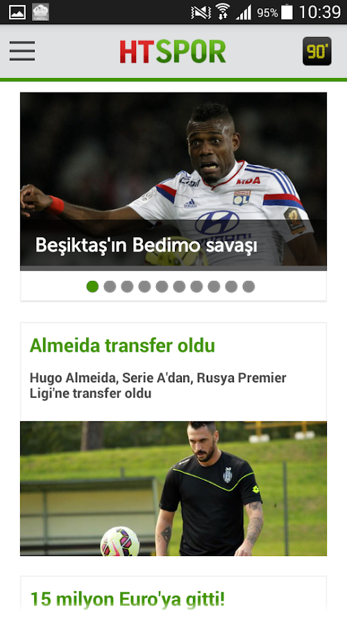 Android application HT Spor screenshort